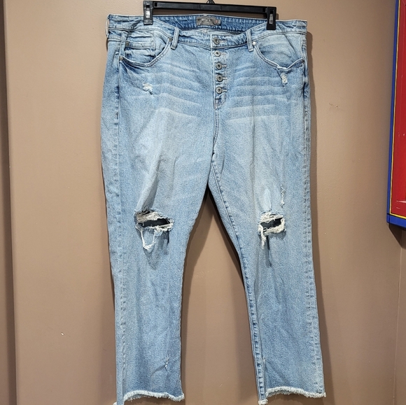 torrid Denim - *3/$30 Sale* Torrid Light Wash Distressed High Waisted Straight Jeans sz 20 Tall